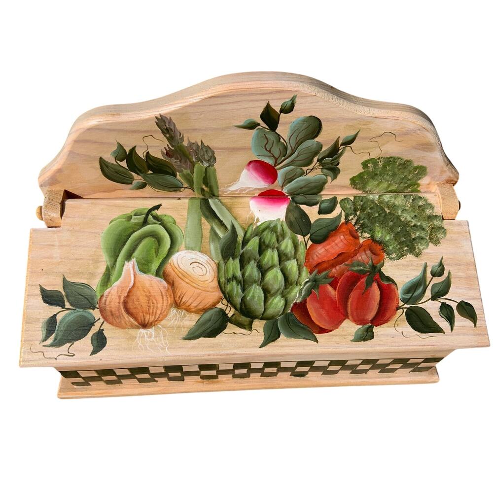 Vintage Hand Painted Vegitables 2 Section Box Signed Jeneane Pike 2000 - Picture 2 of 9